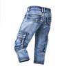 Vintage Herrenmode Cargo-Jeansshorts mit mehreren Taschen Slim Fit Militär-Jeansshorts Herren Gewaschene Capri-Hosen