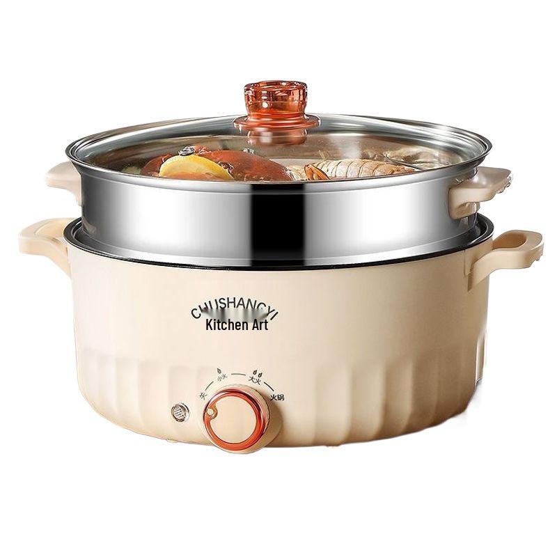 Compact Multifunctional Electric Cooker for Dorms - Non-stick Mini Hot Pot & Frying Pan