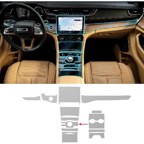 for Jeep Grand Cherokee 2021-2024 PPF Precut 8.5Mil Car Paint Protective Film TPU HD Film Scratch Protector Interior Accessories (Central Control One