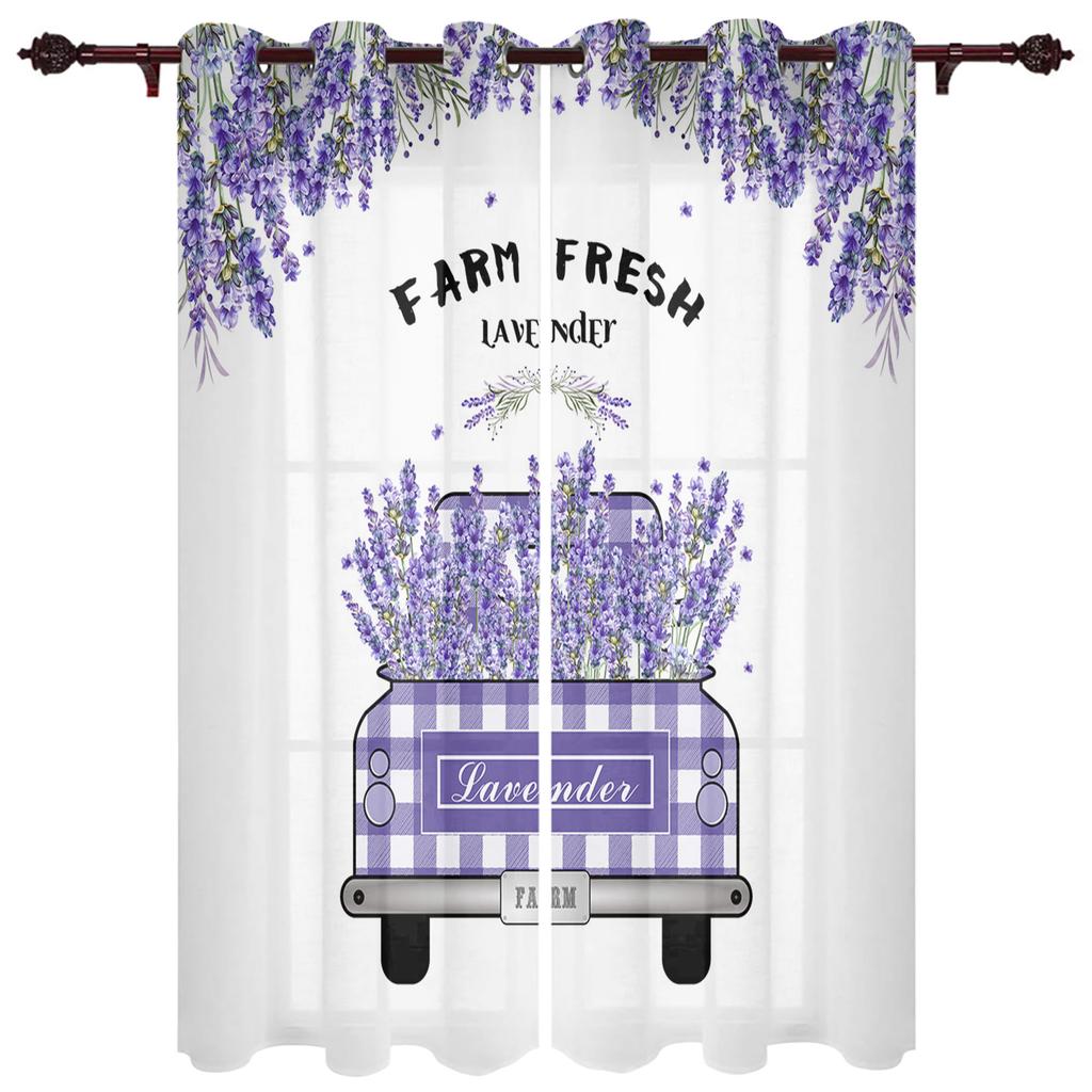 Pastoralen Stil Lavendel Fahrrad Fenster Vorhang Home Decor Vorhänge für Wohnzimmer Schlafzimmer Küche Tür Vorhang