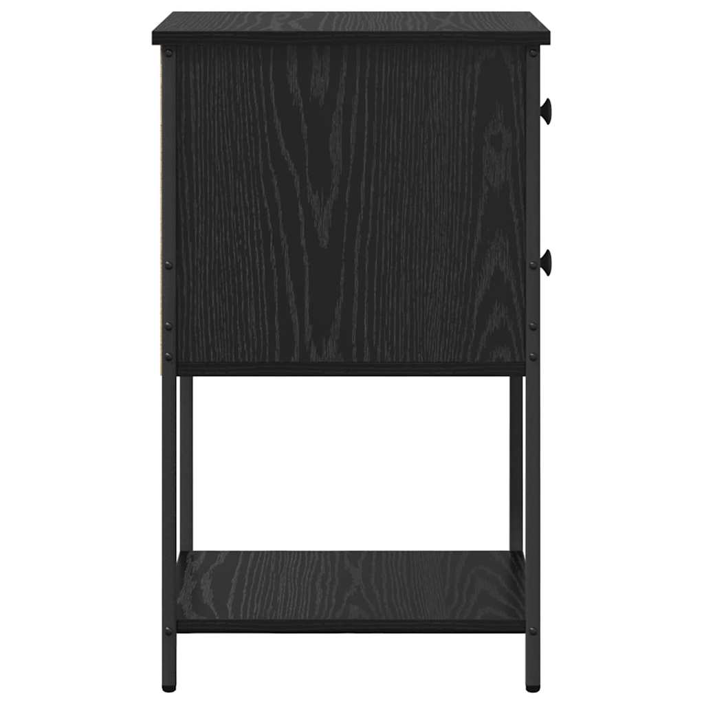 Nightstand Set of 2 Black Oak Finish 32 X 42 X 70 Cm Engineered Wood