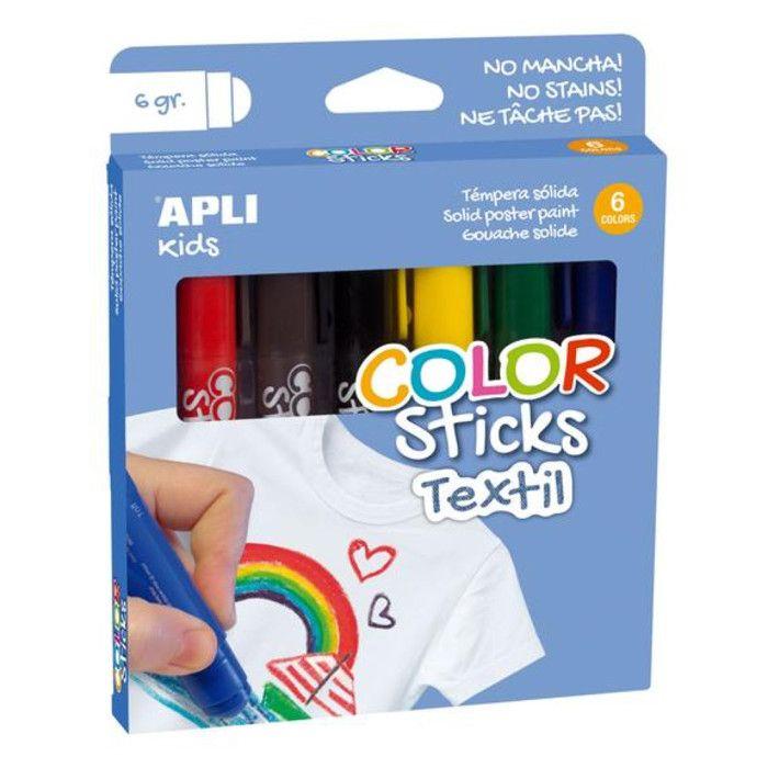 Gouache Solide 6 Crayons Spécial Textile (6g)
