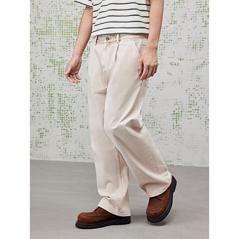 GXG Men's Pleated Washed Straight-Leg Jeans