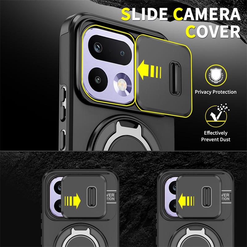 Heavy Duty Armor Phone Case For OPPO Realme 16 Pro+ Plus 5G Slide Lens Magnetic Ring Stand Cover For Realme16 15 14 Pro Plus