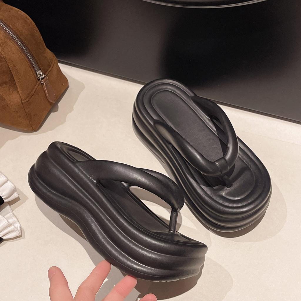 Ma'am Flip Flops Summer Soft Sole Slippers for Ma'am Outdoor Casual Beach Shoes Home Non-slip Heightened Slippers