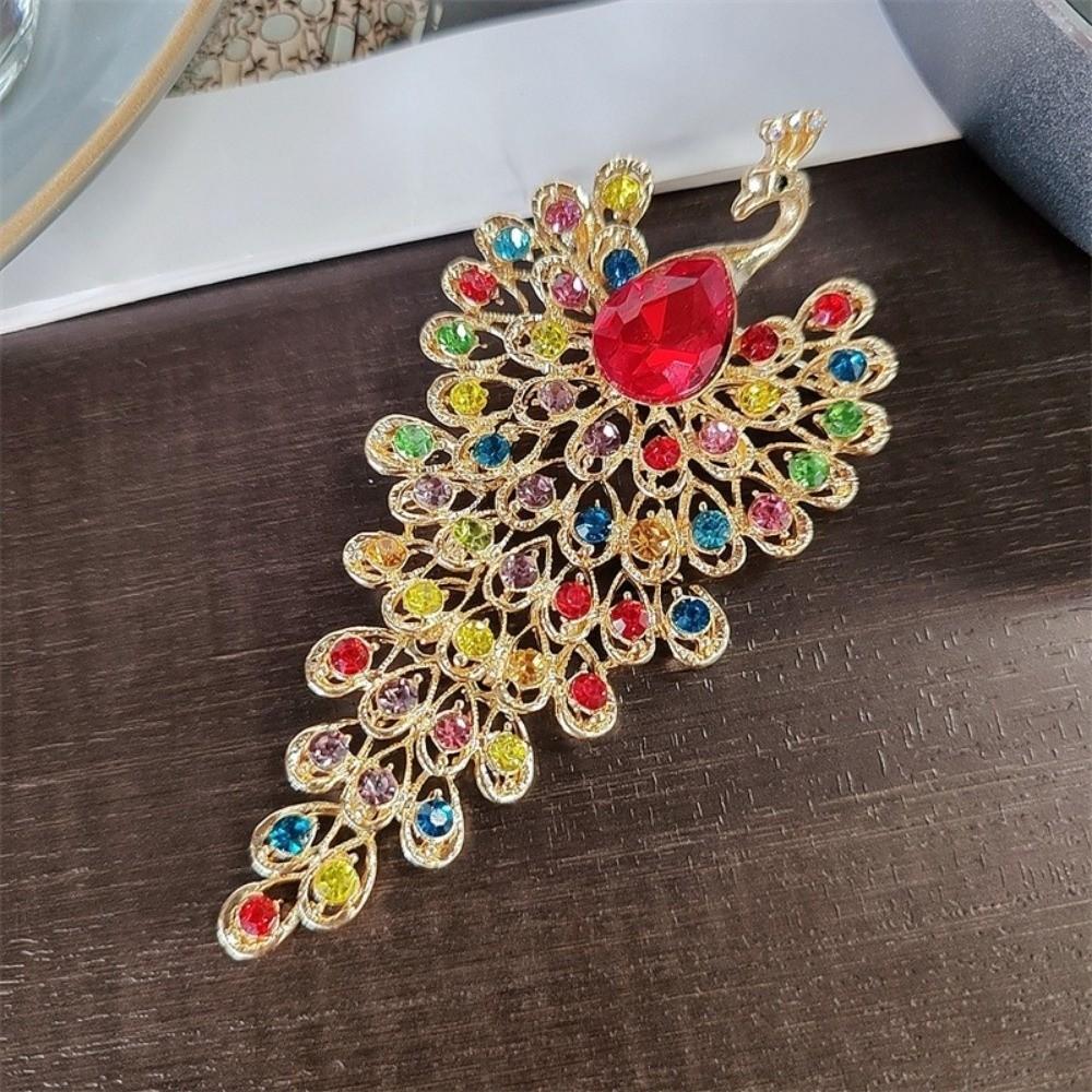 Exquisite Phoenix Brooch Clip Crystal Peacock Badge Pin Vintage Chest Flower Pin Office