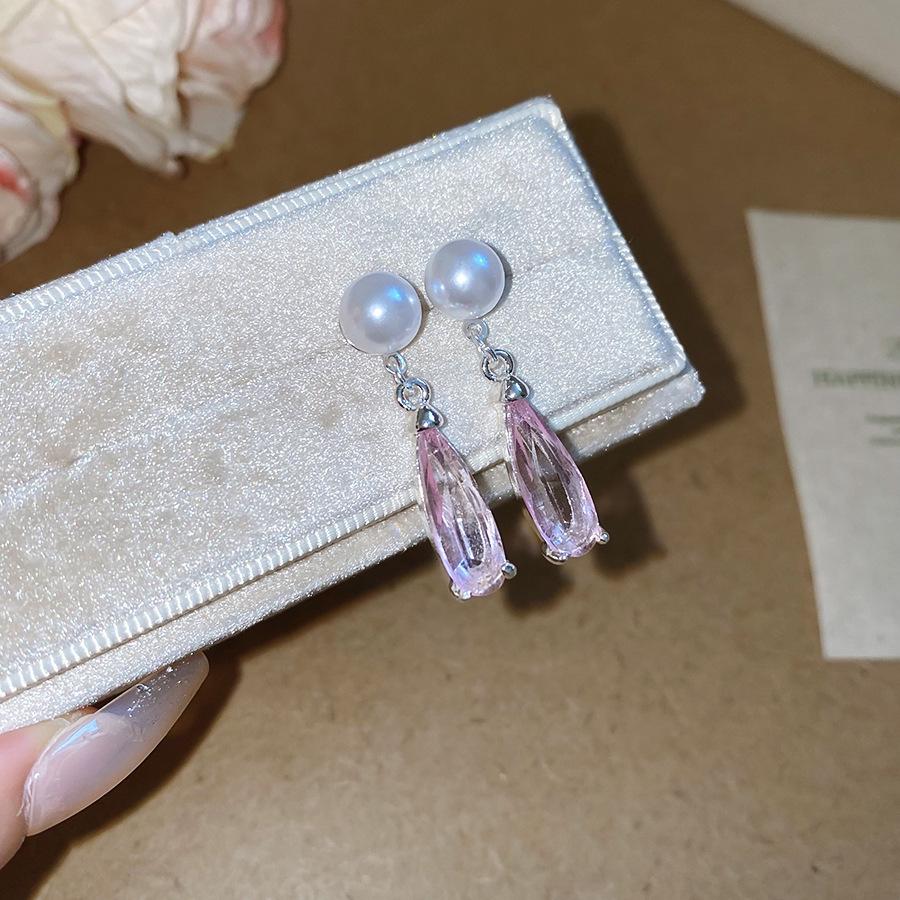 Silver Needle Pink Butterfly Zircon Cutout Stud Earrings - High-End Luxury Fashion Jewelry