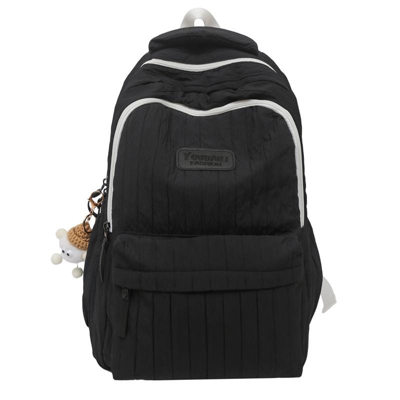 

Children s Solid Color Schoolbag Girl s Large Capacity Backpack чёрный