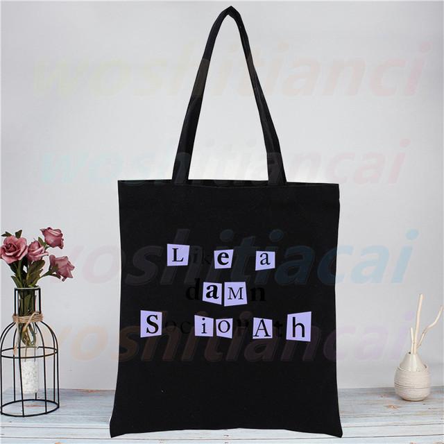 Olivia Rodrigo Canvas Tote Black Bags Harajuku Casual Donna Ragazza Tote Eco Shopper Singer Sour Shoulder Bags