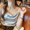 Womens Satin Vneck Tank Top With Solid Color And Soft Ribbed Fabric For Spring Summer Casual Wear