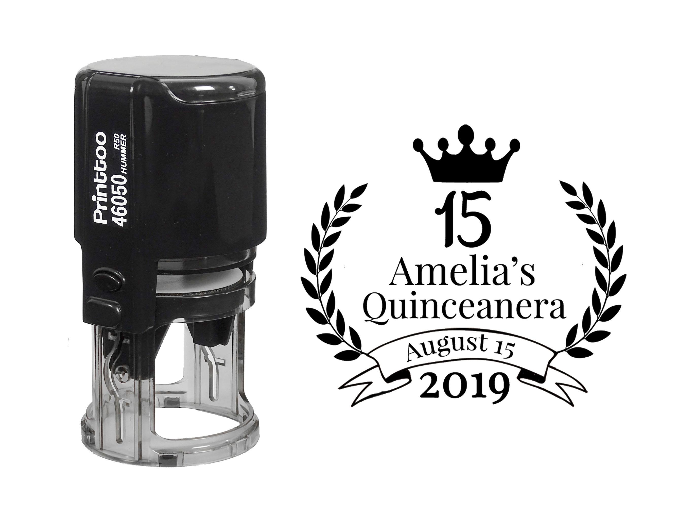 

Printtoo Black Custom Quinceanera Personalized Self Inking Quinceanera Rubber Heavy Duty Stamp Custom Round CustomA Stamper-50 mm 50 mm Diameter чёрный