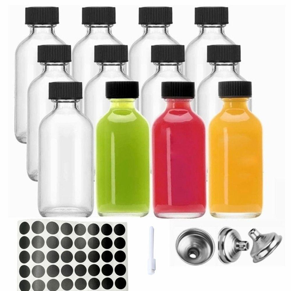 

12Pcs 60ml Sample Boston Bottle Airtight Whiskey Sample Portable Small Glass Bottles Essential Oils 12Pcs