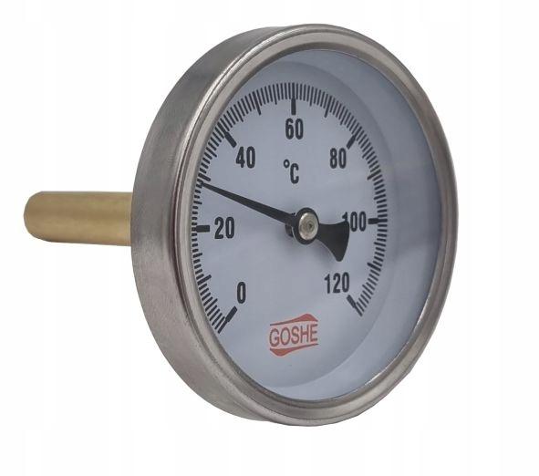 Termometr Axialny Bimetaliczny 63Mm 0-120°C 1/2" L-70