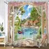 Shower Curtain Sunshine Beach Scenery Seaside 3D Printing Bathroom Curtain Polyester Waterproof Home Decor Curtain 180x180cm