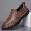 2025 Men’s Breathable Soft-Soled Slip-On Leather Business Casual Shoes - British Style, Low-Top.