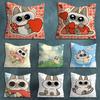 Cute Art AAzukisan Cat Various Sizes Square Pillow Case For Car Home Bedchamber Decor Birthday Gift