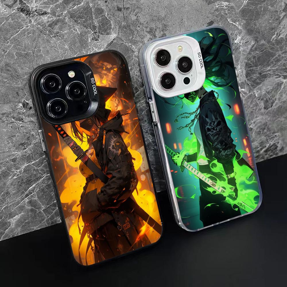 Anime Girl Mobile Phone Case for iPhone 17 16 15 14 13 12 11 X XR XS 8 7 Air Pro Max Plus Translucent Colorful Cover