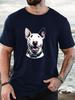 Vintage Bull Terrier Dog Head Print Unisexs Crew Neck Short Sleeve Casual Basic Summer Daily Soft Comfort Fit Daily Wear Tee Shirt