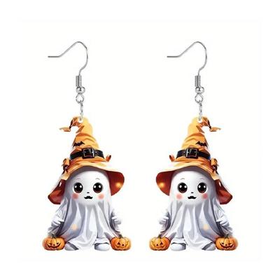 DIY Halloween Earrings Phantom Pumpkin Acrylic Pendant Party Decoration Craft Jewelry Lightweight Costume Accessories