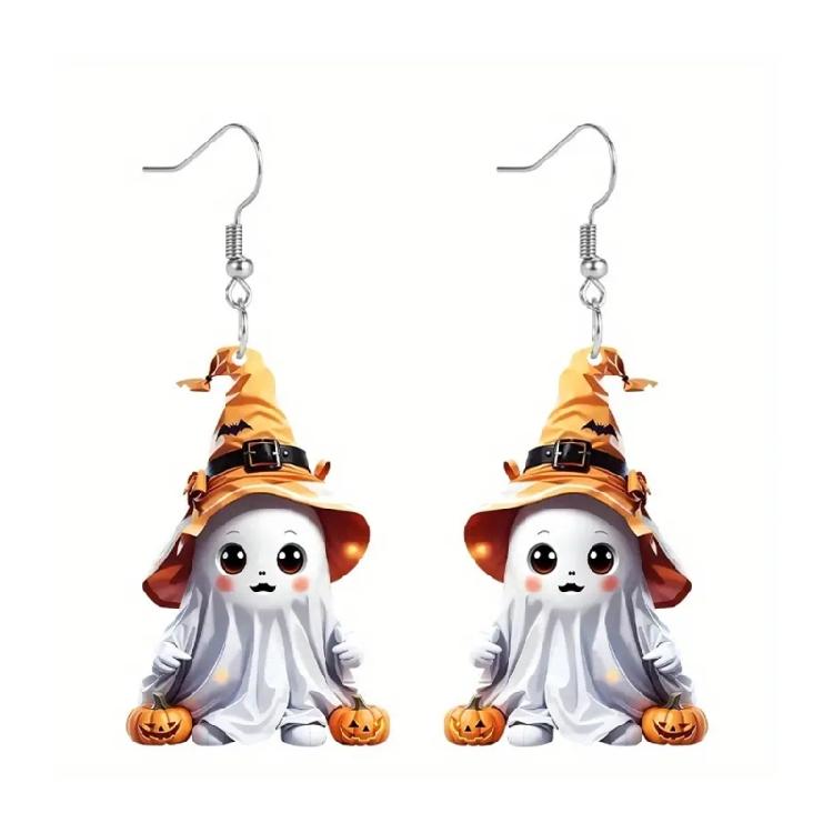 

DIY Halloween Earrings Phantom Pumpkin Acrylic Pendant Party Decoration Craft Jewelry Lightweight Costume Accessories 1