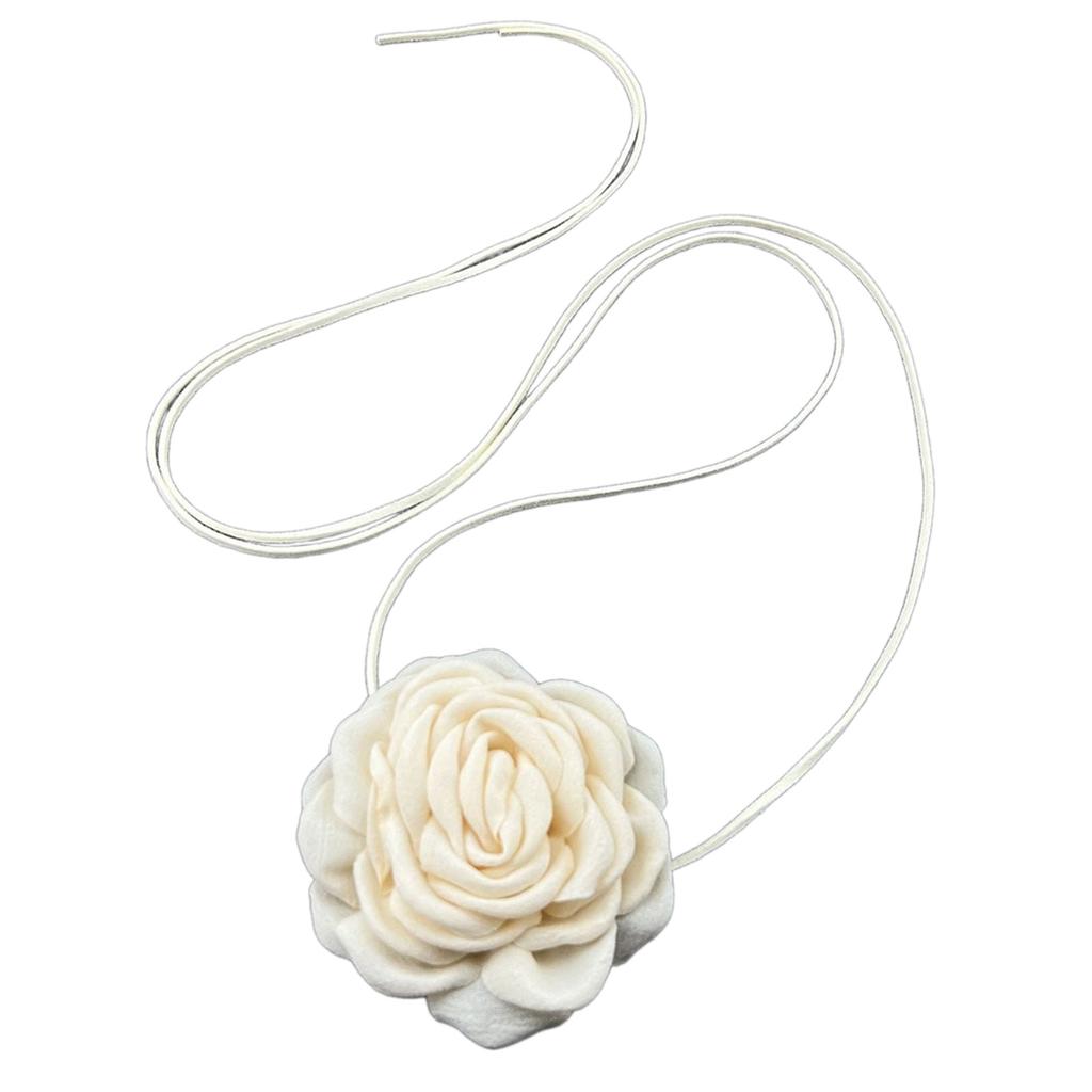 Elegant Floral Choker Necklace Stylish Gothic Fabric Flower Rope Necklace Fabric Material Floral Neckpiece for Women