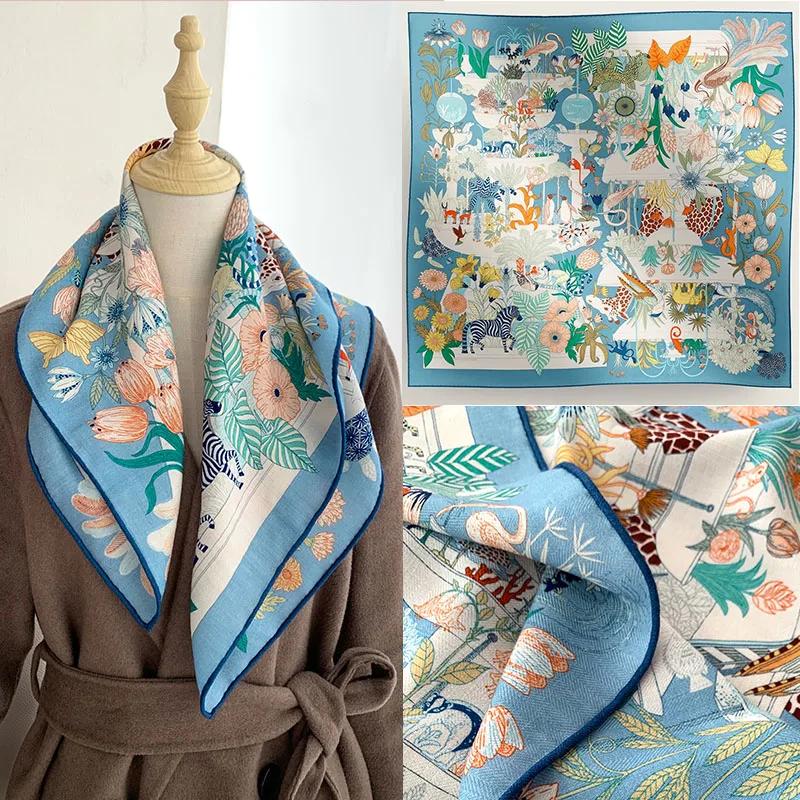 Rare Treasures Park Premium Wool And Silk Scarf For Women - 70Cm Square Towel, Elegant And Warm Decorative Shawl