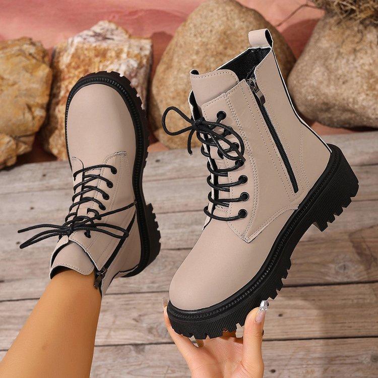 Fall And Winter Thick Bottom Riding Boots Waterproof Platform Lacing Fashion Women'S Boots Green Black Large Size 42