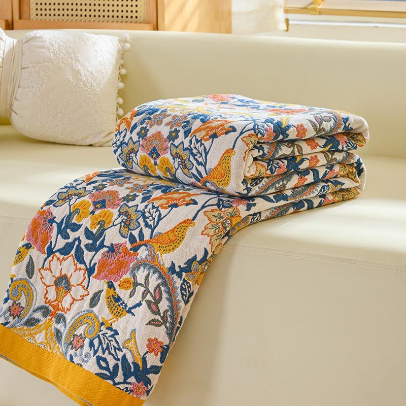 100% Cotton Blanket, Starry Night Throw, Four-Ply Gauze Sheet, Reversible Blanket