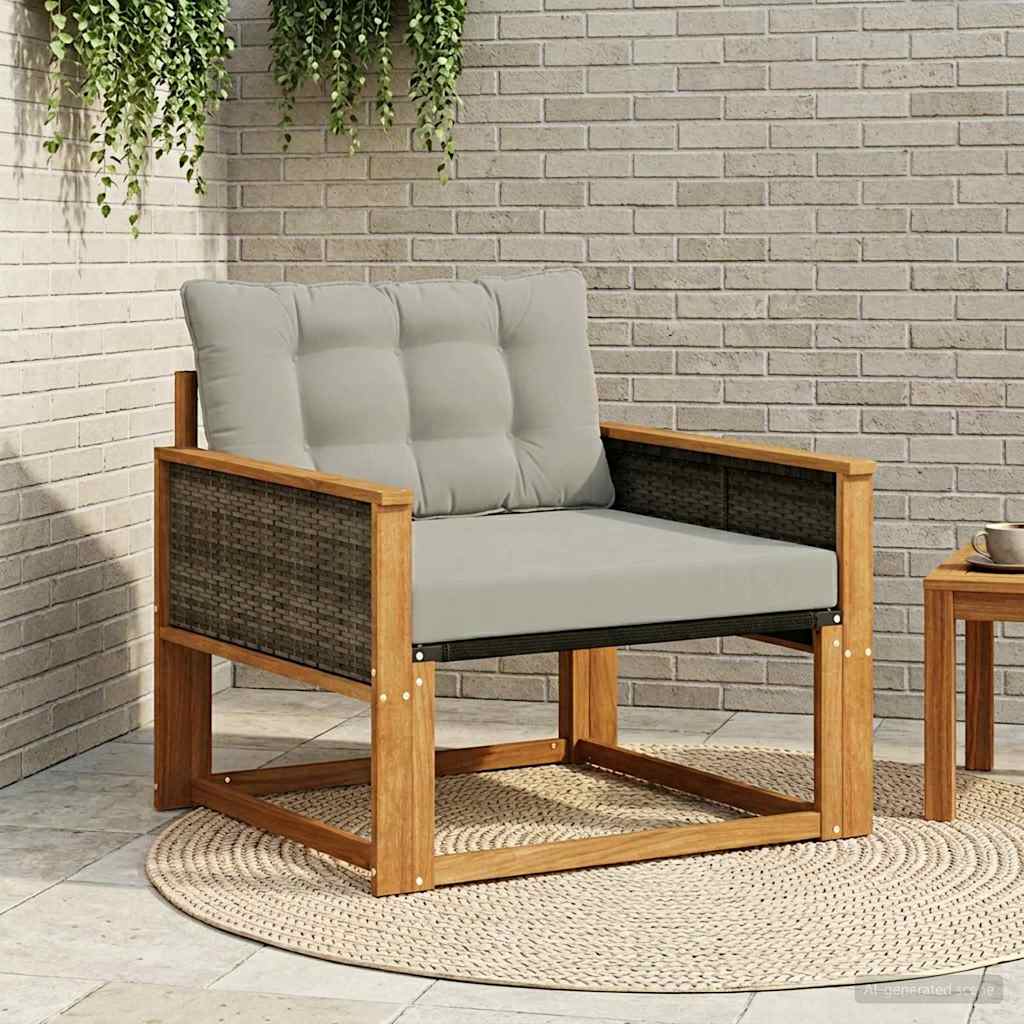 Outdoor Sofa Set Solid Acacia Wood and Textilene Natural