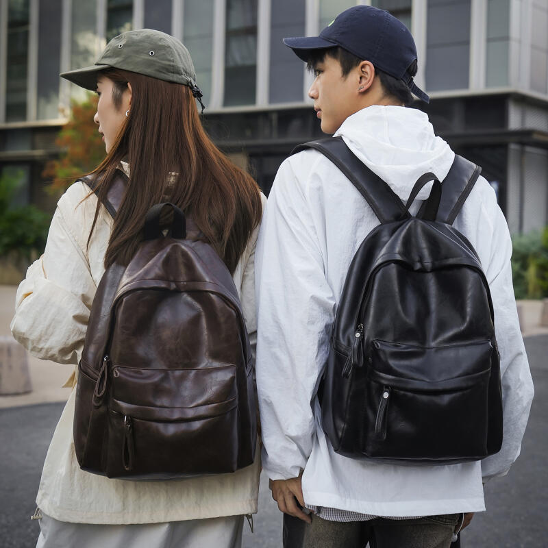 Vintage Soft Leather Schoolbag Women's Commuter Travel Backpack