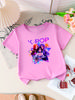 Kids Pure Cotton Round Neck Tshirt 2026 Summer Girls Top Harajuku Style Kpop Childrens Shortsleeved Cartoon Girls Clothing