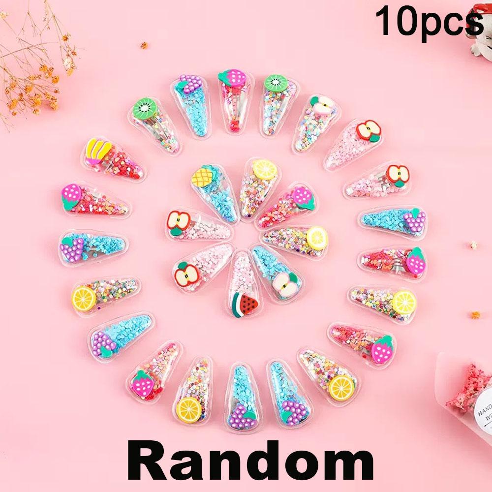 10pcs Cartoon Quicksand Bb Clip Cute Simple Hair Clip Glitter Hair Accessories Girl Hair Clip Y2k Accessories Hair Accessories