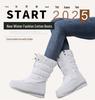 Women's White Waterproof Non-Slip Fleece-Lined Snow Boots - Korean Style, Plus Size, Cotton, Thickened Winter Footwear