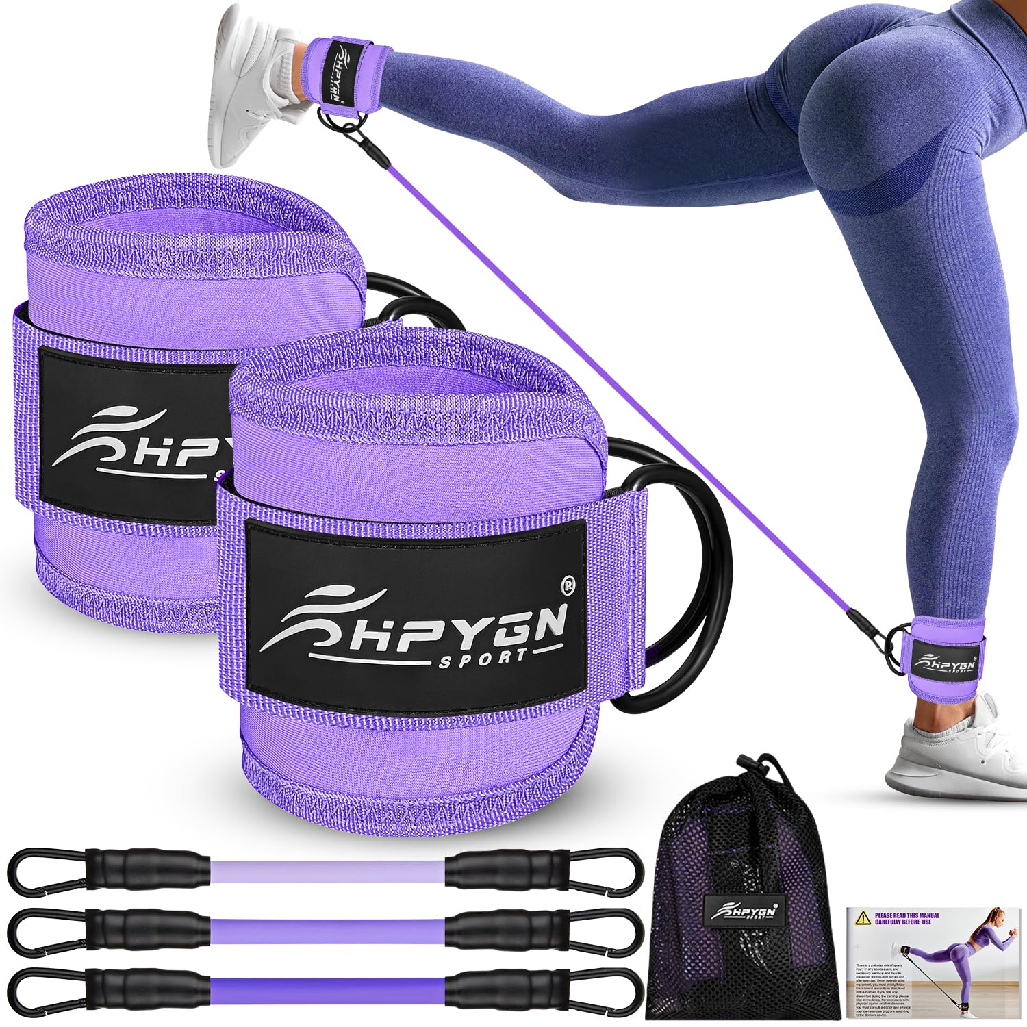

Ankle Resistance Bands with Cuffs Leg Glutes Training Workout Equipment for Women 3 lb Leg Resistance Bands Adjustable Ankle Bands Set for Home Gym фиолетовый