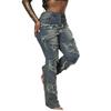 Nowe damskie dzwony z wysokim stanem, postarzane, owinięte, retro, z efektem wyszczuplania, jeansowe spodnie w stylu Ins, streetwear