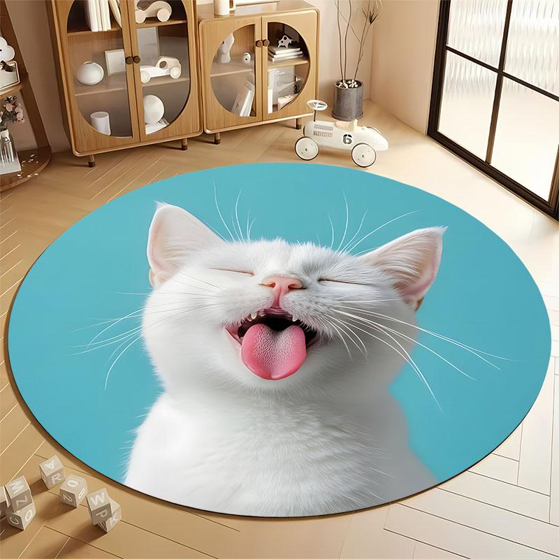

Cozy Cat-Inspired Round Rug for Living Rooms round carpet for home sofa bedroom, gift Diameter 60cm