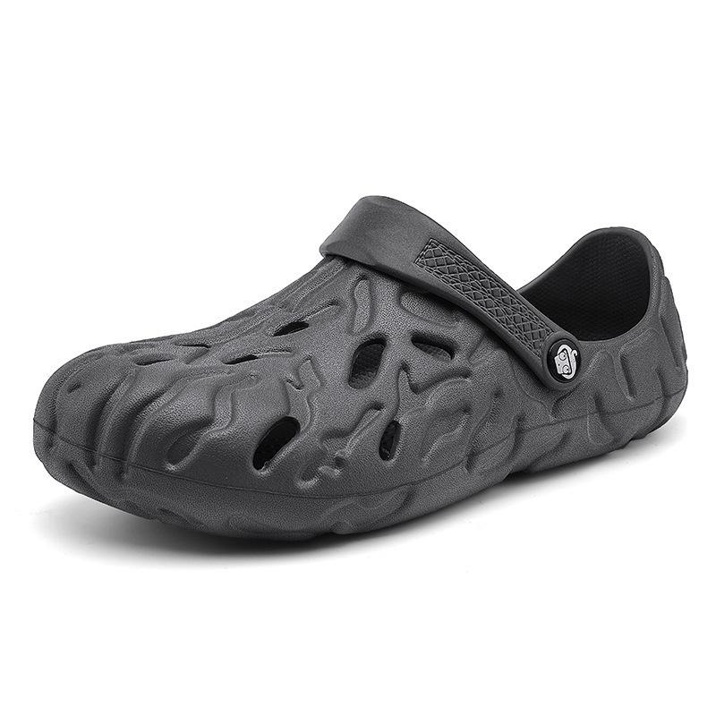 Large Size 49 Slippers Men's Summer Sandals Outdoor Fingerprint Hole Shoes Outside Sandals Semi-drag Beach Shoes