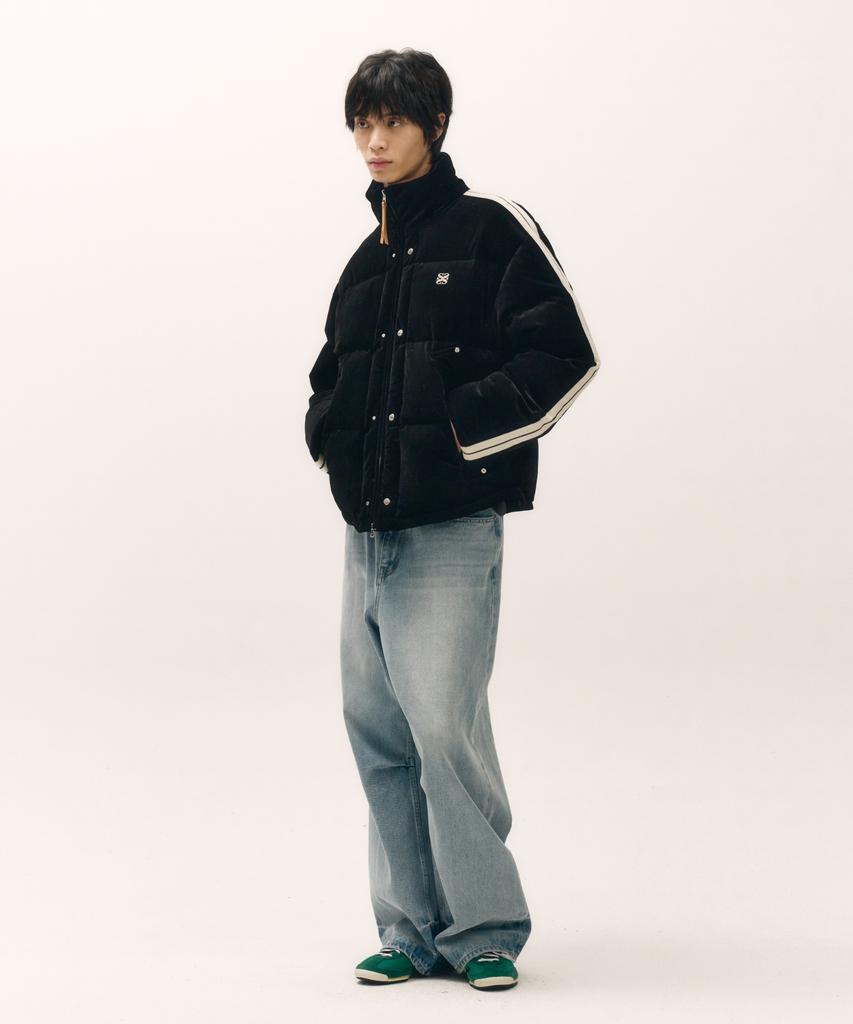 Satur Lorton Corduroy Duck Down Padded Jacket Black
