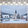 Snow Winter Christmas Village Background Pine Tree Houses Backdrop New Year Home Decoration Photography Photo Studio Props10
