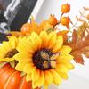 Harvest Dining Piece Faux Gourd Accent with Leaf Branch for Thanksgiving Shelf, Entry Zone, Room, and Home Use