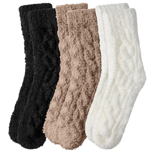 Women's Plush Warm Sleep Socks, Colorful 3PCS