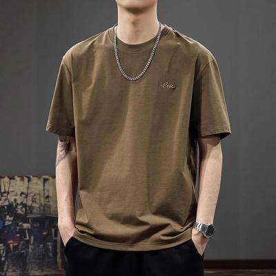 2025 Sommer Herren Locker Geschnittenes Gekämmtes Baumwoll-Eisseiden Cooles Kurzarm-T-Shirt - Atmungsaktives Amerikanisches Casual Halbarm-Tee