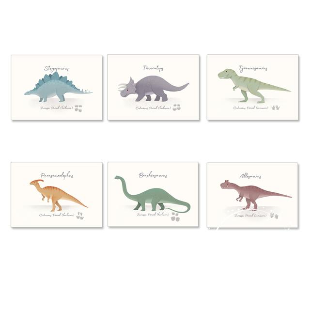 Triceratops Pterosaur Cartoon Dinosaur Wall Art Canvas Painting Nordic Posters And Prints Wall Pictures For Baby Kids Room Decor No Frame