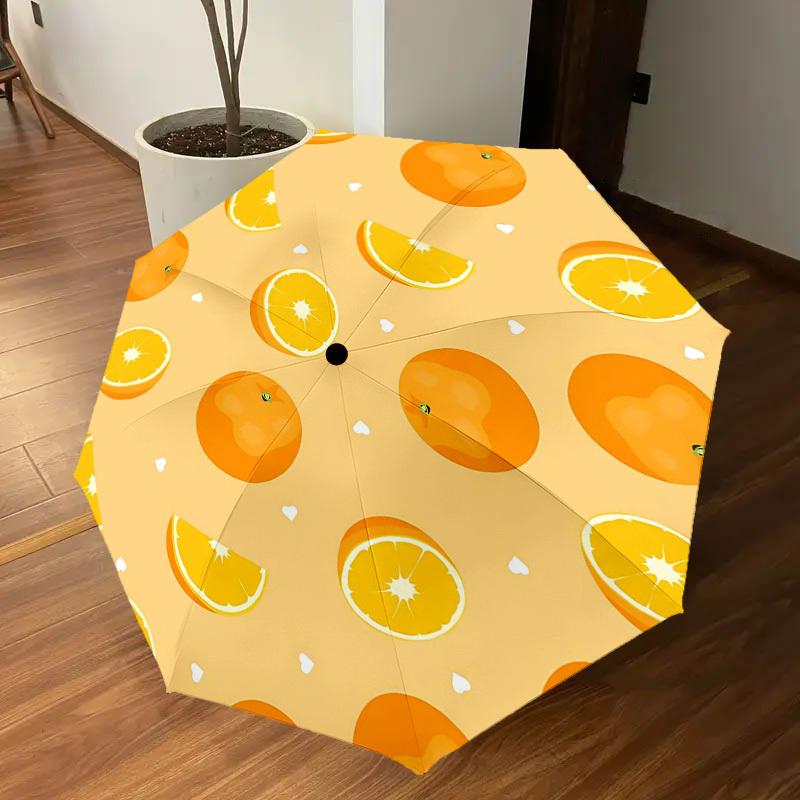 1PC Orange Slice Umbrella-8-Rib Reinforced Portable Folding Travel Suitable for All Seasons Outdoor Daily Use-G354