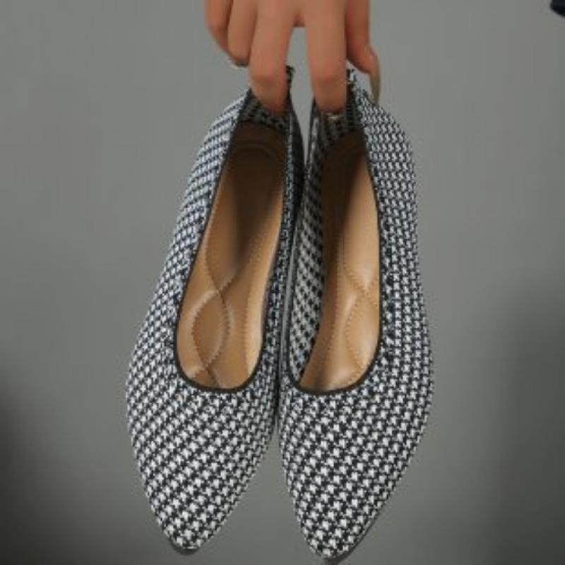 

Женские остроносые туфли на плоской подошве, новая повседневная модная обувь, женские туфли на мягкой подошве, тканые туфли с имитацией пледа, неглубокий вырез, лоферы 36