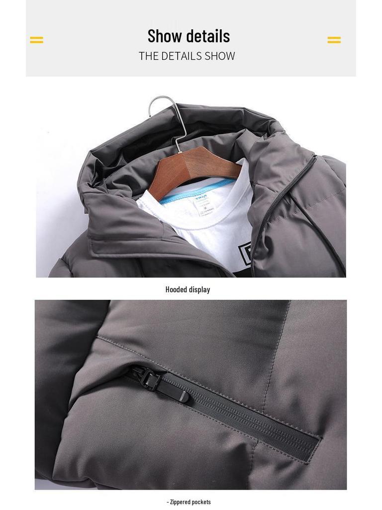 Męska Zimowa Bawełniana Kurtka z Kapturem 6XL - Luźna, Krótka, Codzienna Odzież Wierzchnia, Modny Design