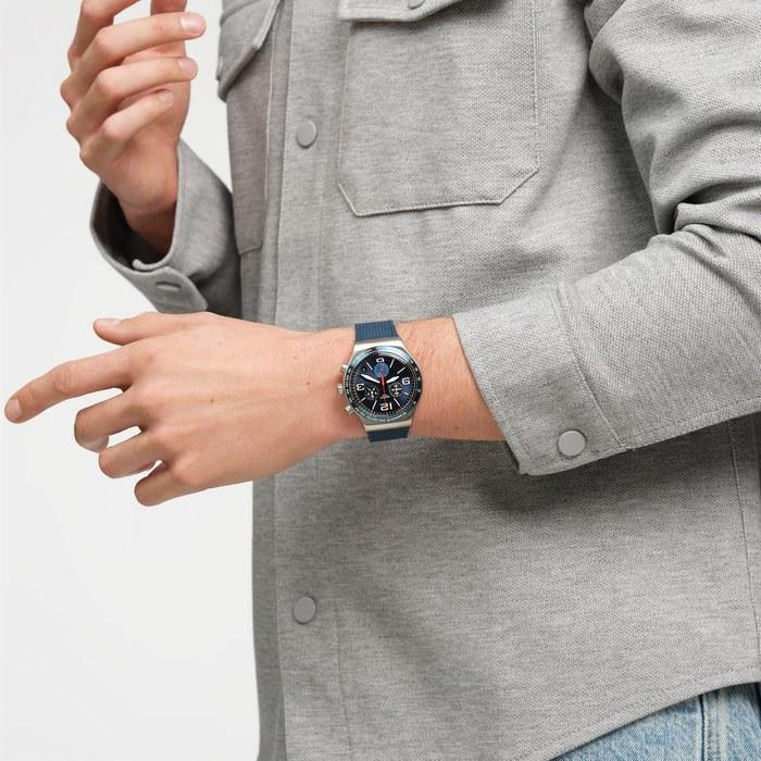 [Swatch] New Irony Chrono BLUE GRID YVS454 Men's Watch