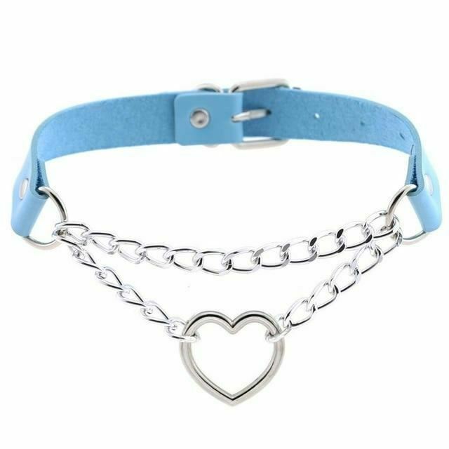 Day Collar Heart Pendant Choker Silver Chain Necklace Collars & Leashes
