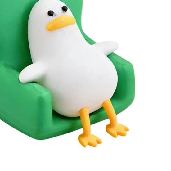 Cute Duck Figurine 3D Printed Duck on Chair Collectible Statue for Shelf Home Office Desk Decoration