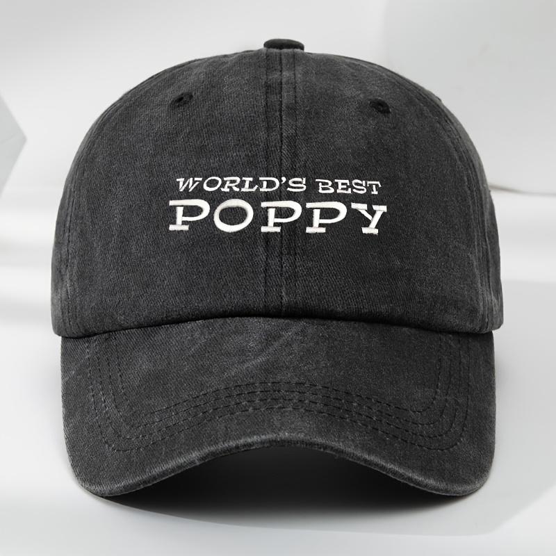 Poppy Letters Three-dimensional Embroidered Baseball Cap Classic Washed Old Retro Peaked Cap Soft Top Adjustable чёрный